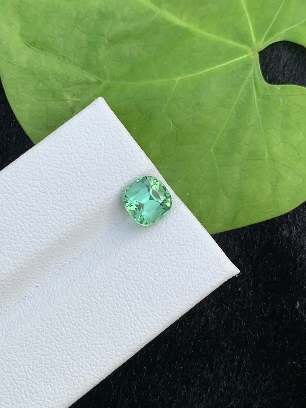 Teal Green Tourmaline Gemstone: Cushion Cut, 1.55 Carat
