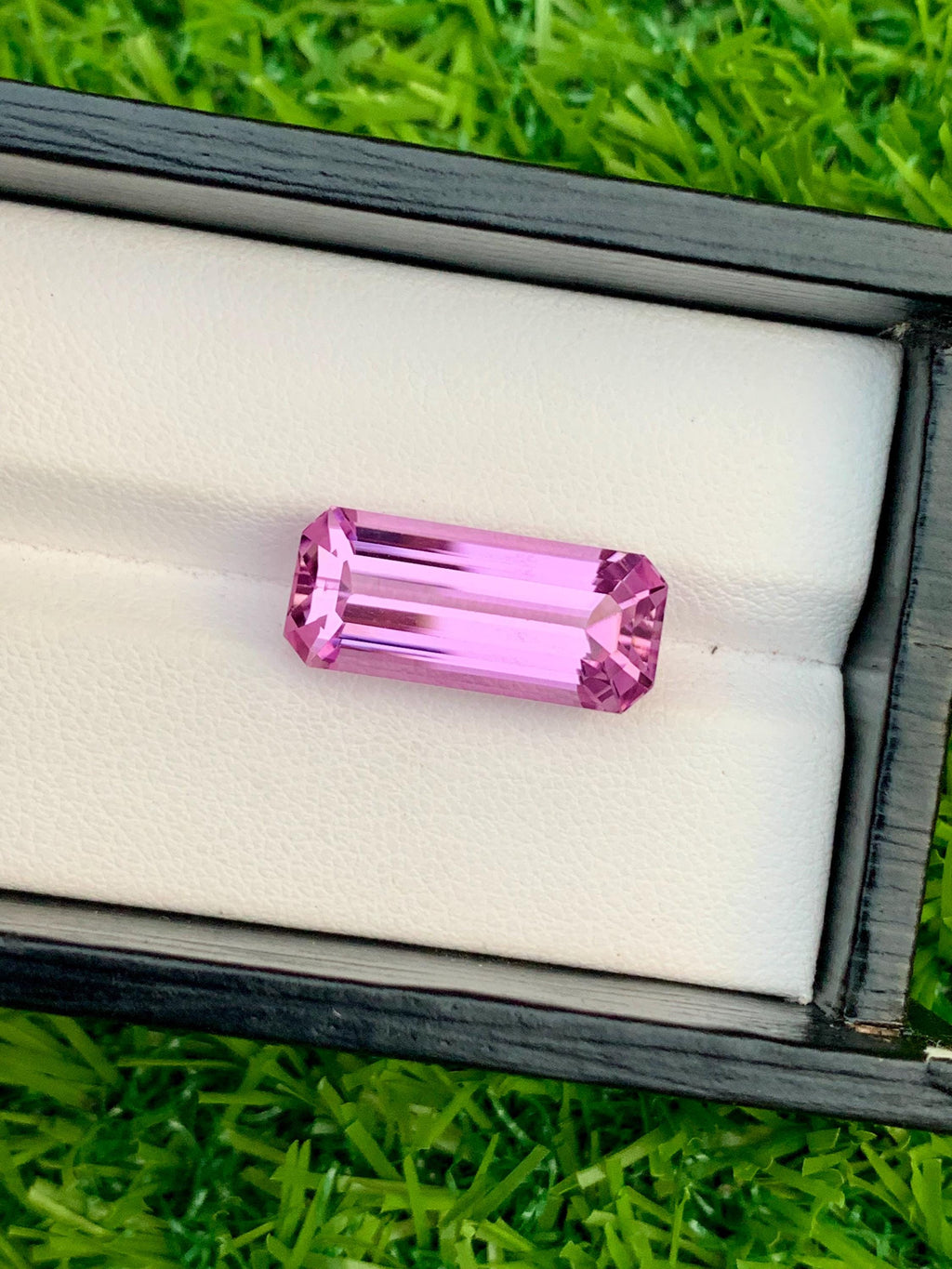 Emerald Cut Pink Kunzite Gemstone: 13.30 Carat, Afghanistan