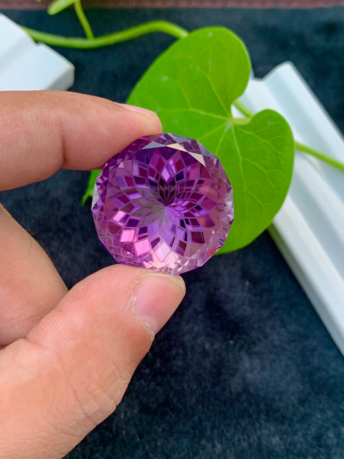 83.65 CT Purple Pink Amethyst Gemstone: Precision Flower Cut, February Birthstone