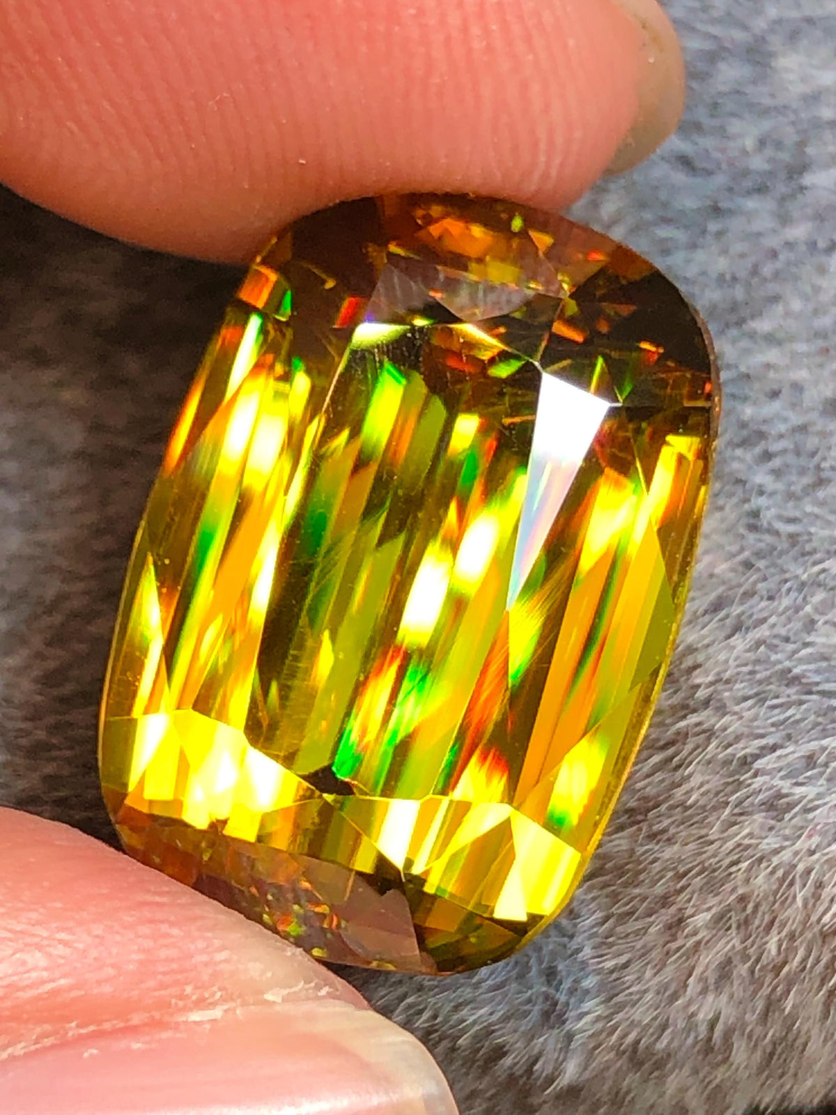 Cushion Cut Sphene Gemstone: Greenish Yellow Titanite, August Birthstone
