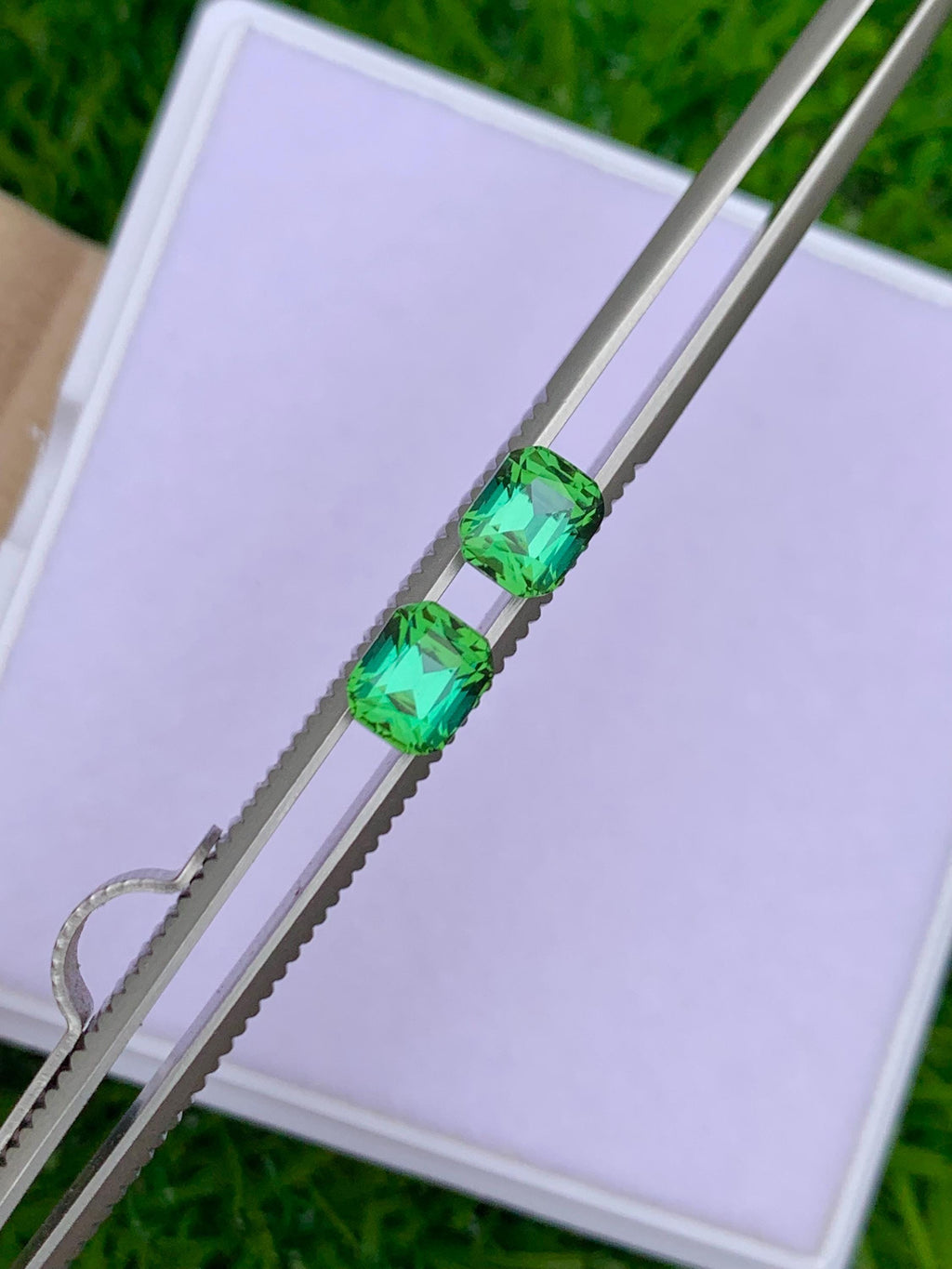 Blue Green Tourmaline Stone Pair: Cushion Cut October Birthstone, 2.45 CT