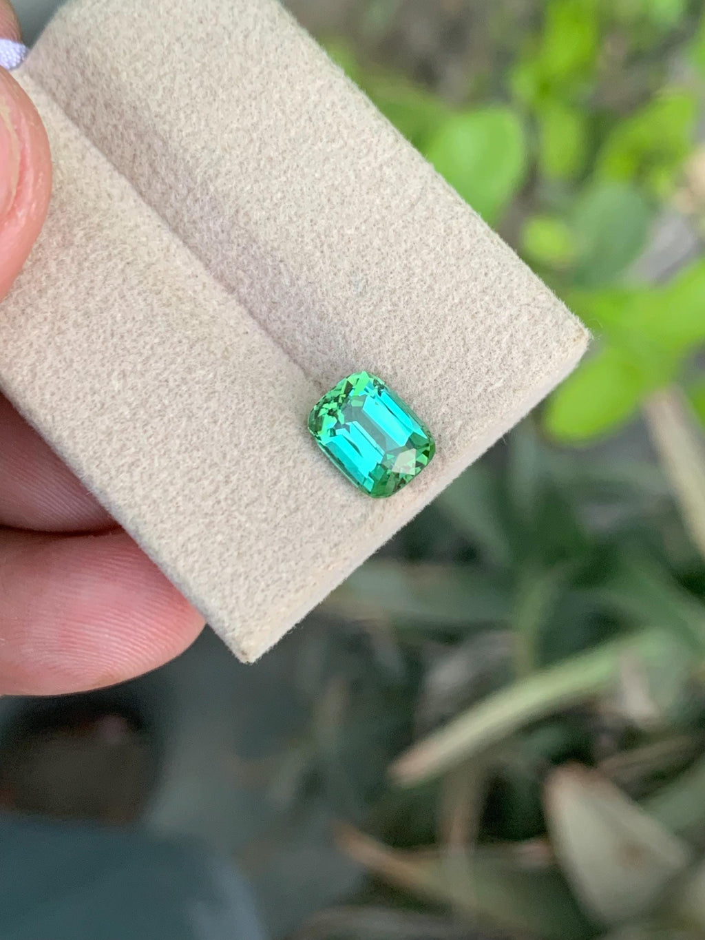 2.10 CT Natural Bluish Green Tourmaline Gemstone: Cushion Cut Stone