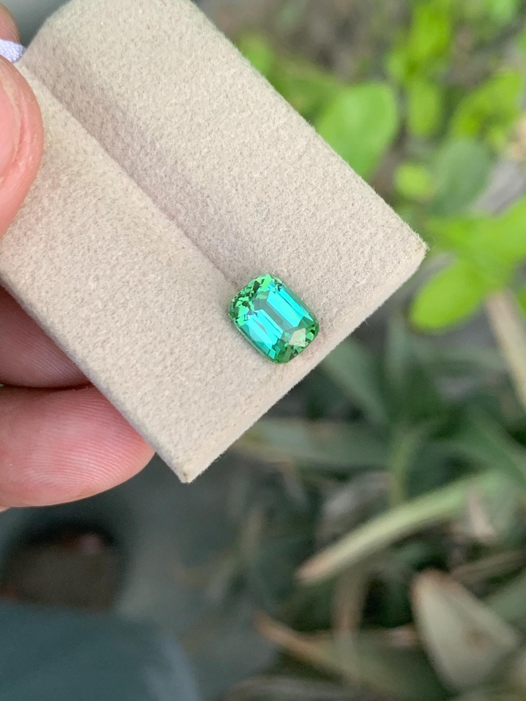 2.10 CT Natural Bluish Green Tourmaline Gemstone: Cushion Cut Stone