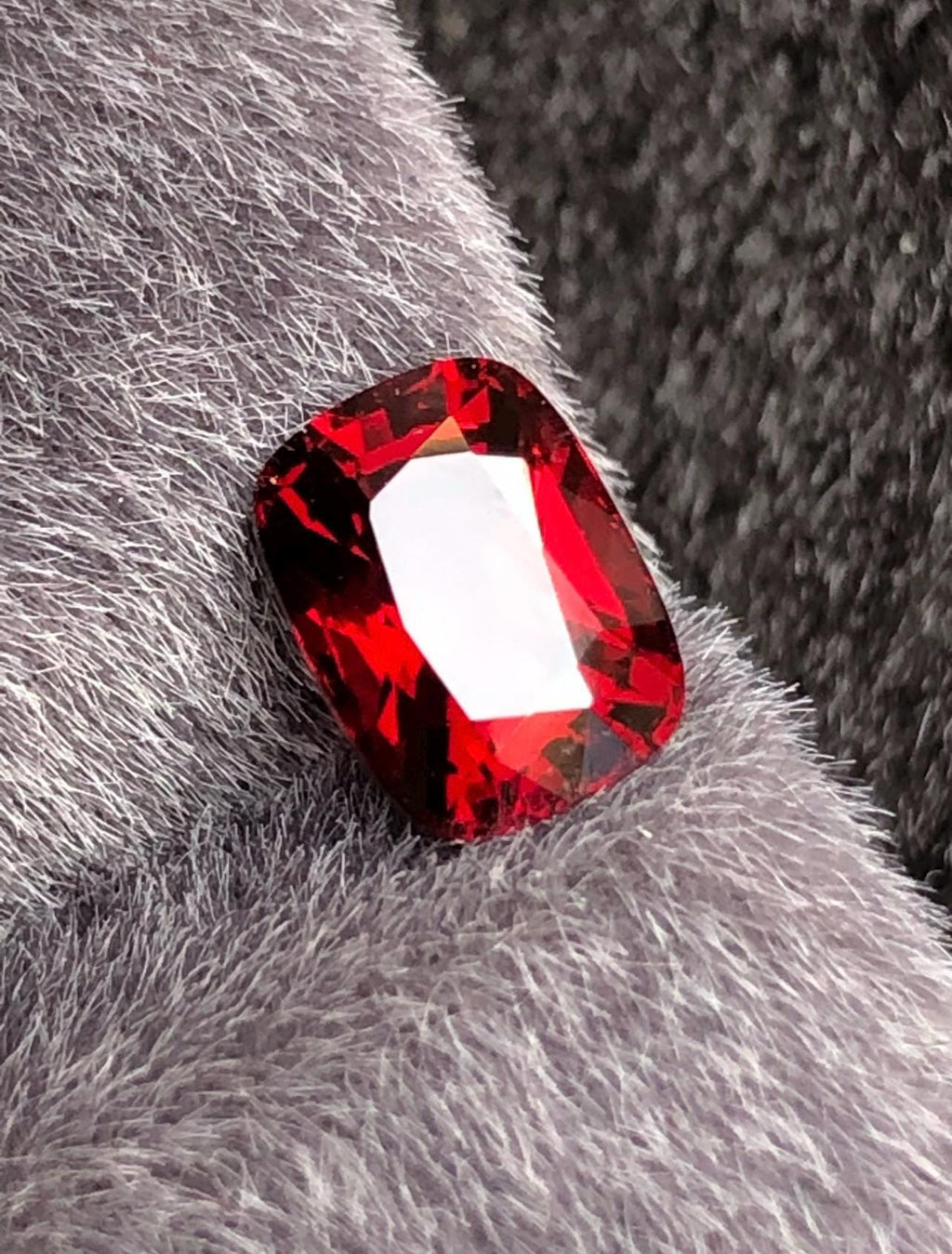 Vivid Red Spinel 1.58ct Step Cushion Cut - Burma Gemstone Loose Stone