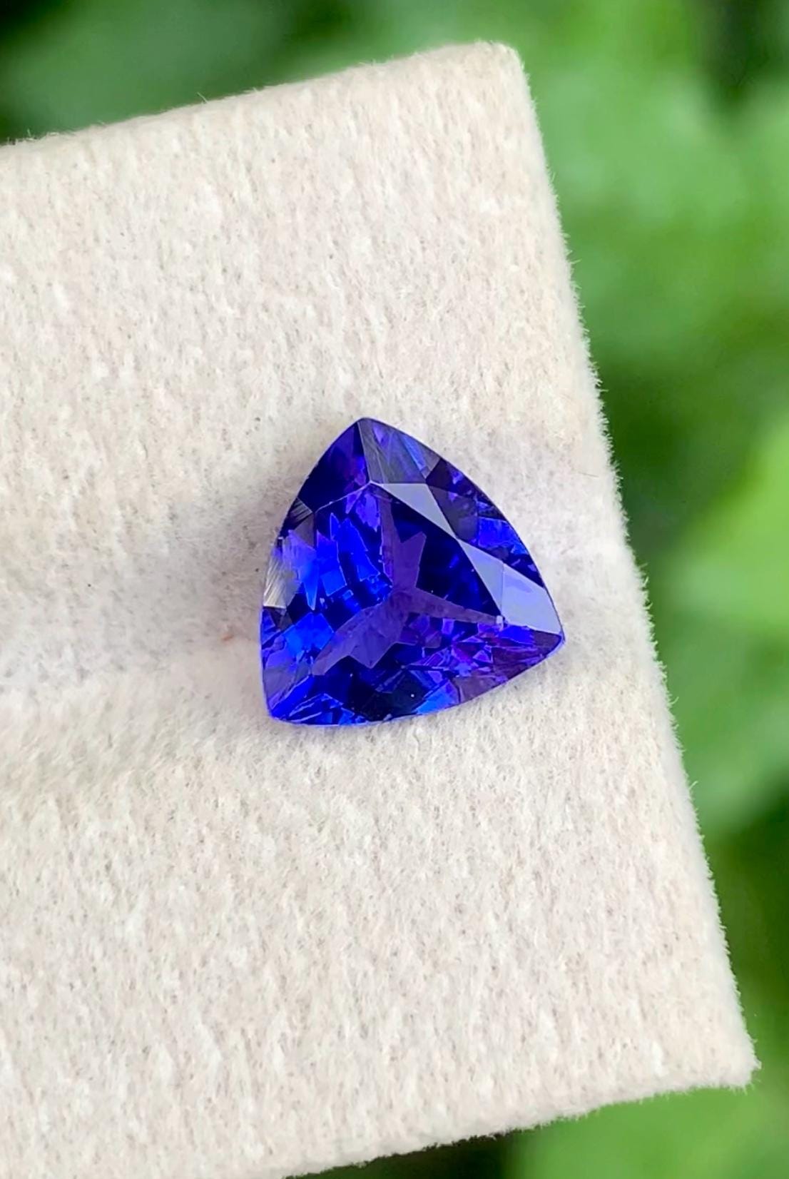 2.30 Carat Trillion Cut Tanzanite Gemstone: Vivid Violet-Blue, 9.5xx9.5x5 mm