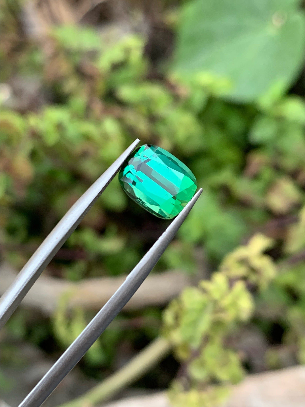 3.35 CT Bluish Green Tourmaline Gemstone: Cushion Cut, Afghanistan
