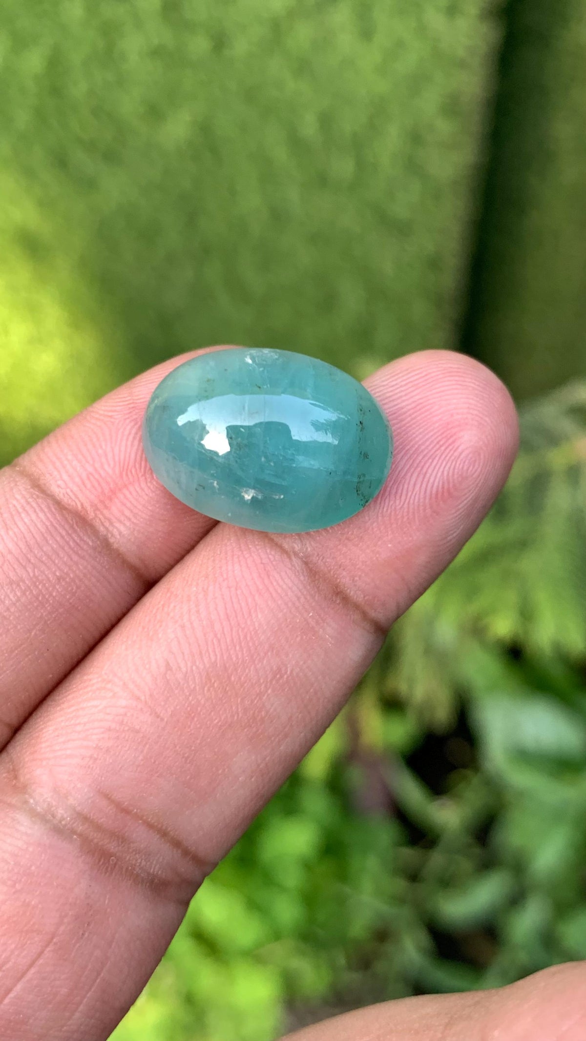 Grandidierite Gemstone Cabochon: Bluish Green, Rare Madagascar Stone, 17.85 Carats