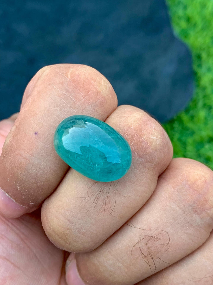 Grandidierite Gemstone Cabochon: Bluish Green, Rare Madagascar Stone, 15.30 Carats