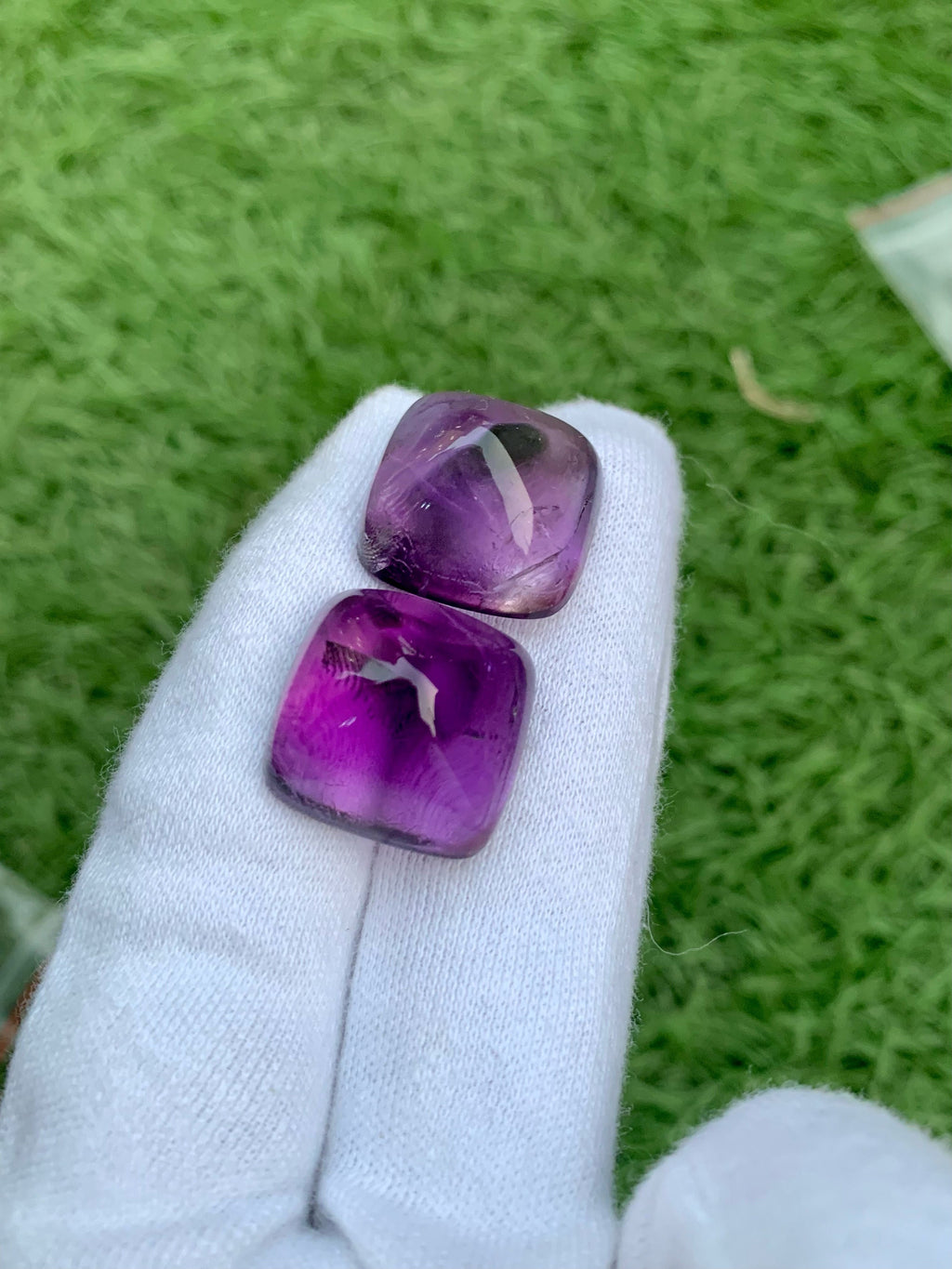 Deep Purple Amethyst Sugarloaf Cabochon Pair: 84.20 Carat Gemstone