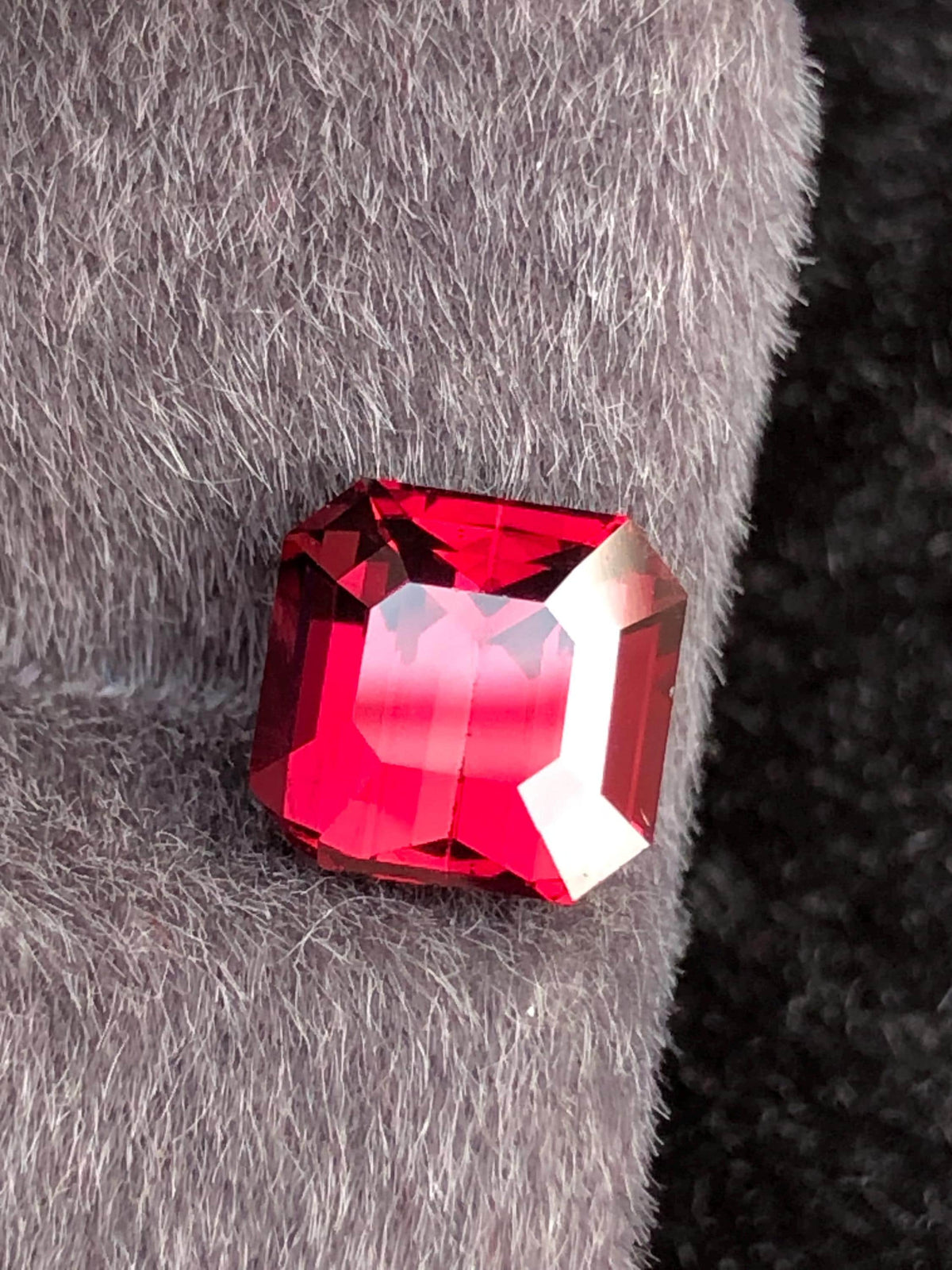 Red Rhodolite Garnet Emerald Cut 3.01 ct from Tanga Mine Tanzania