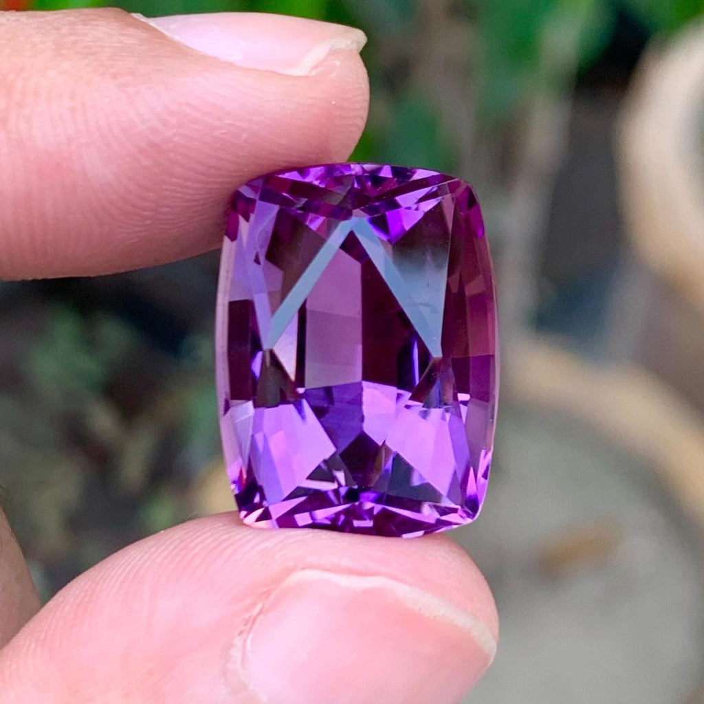 Amethyst 22.95ct Fancy Rectangular Cut from Brazil – Deep Purple Collector Gemstone