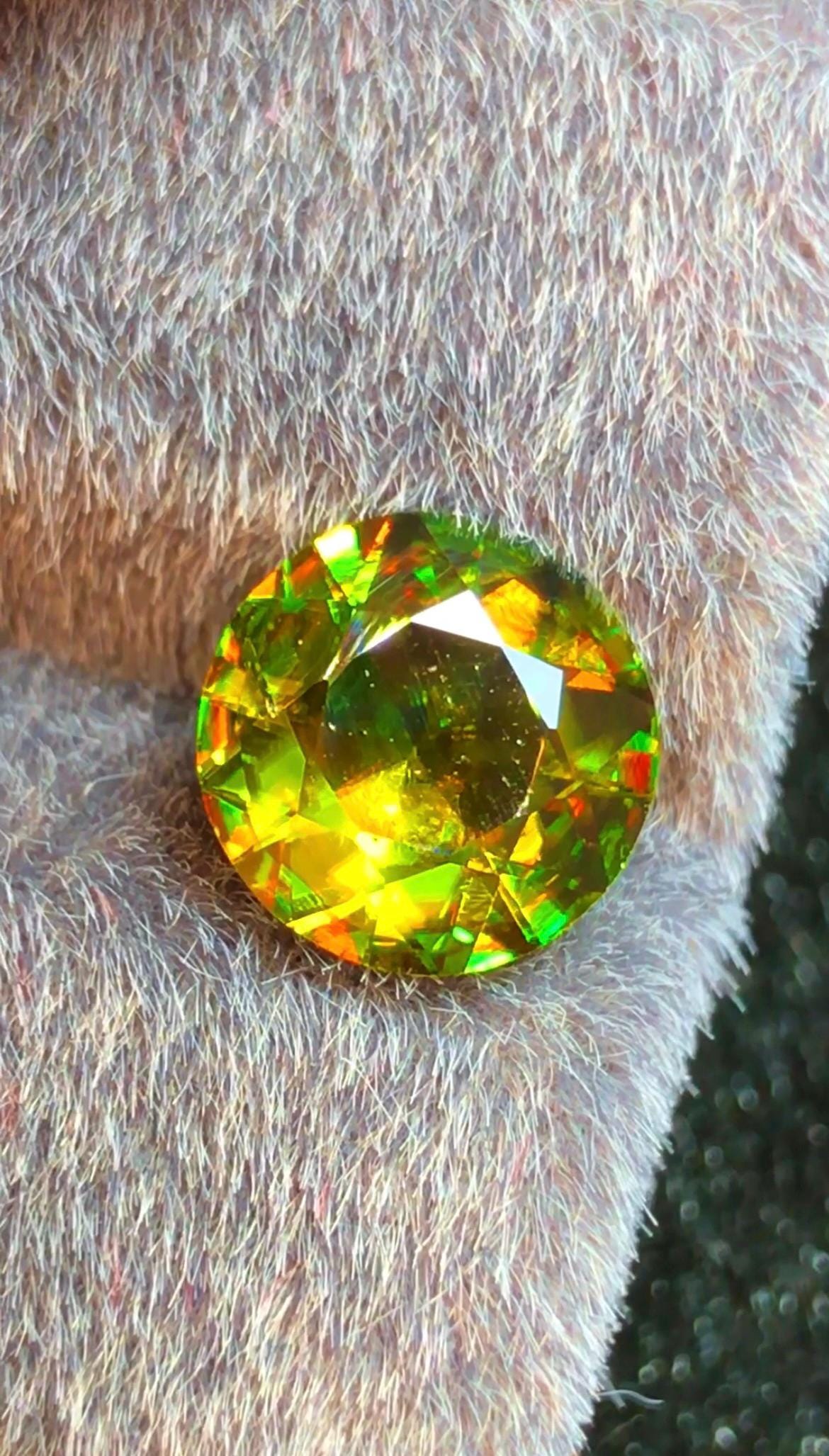 Green Sphene 2.55 ct Round Cut Green Gemstone from Skardu Pakistan