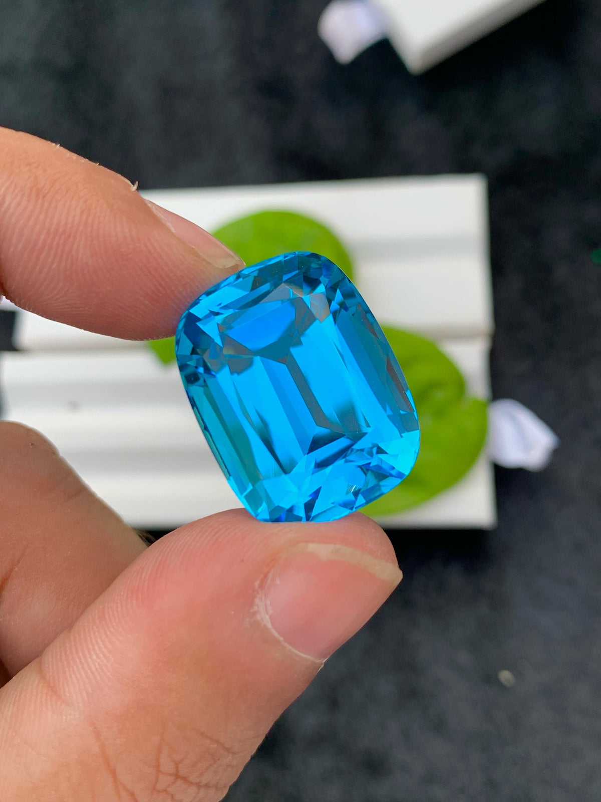 57.25 CT Swiss Blue Topaz Gemstone: Cushion Cut Jewelry Stone