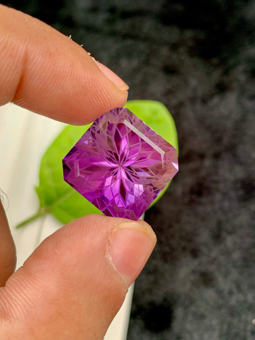 Deep Purple Amethyst Stone: 28.90 CTS, Square Asscher Cut Gem