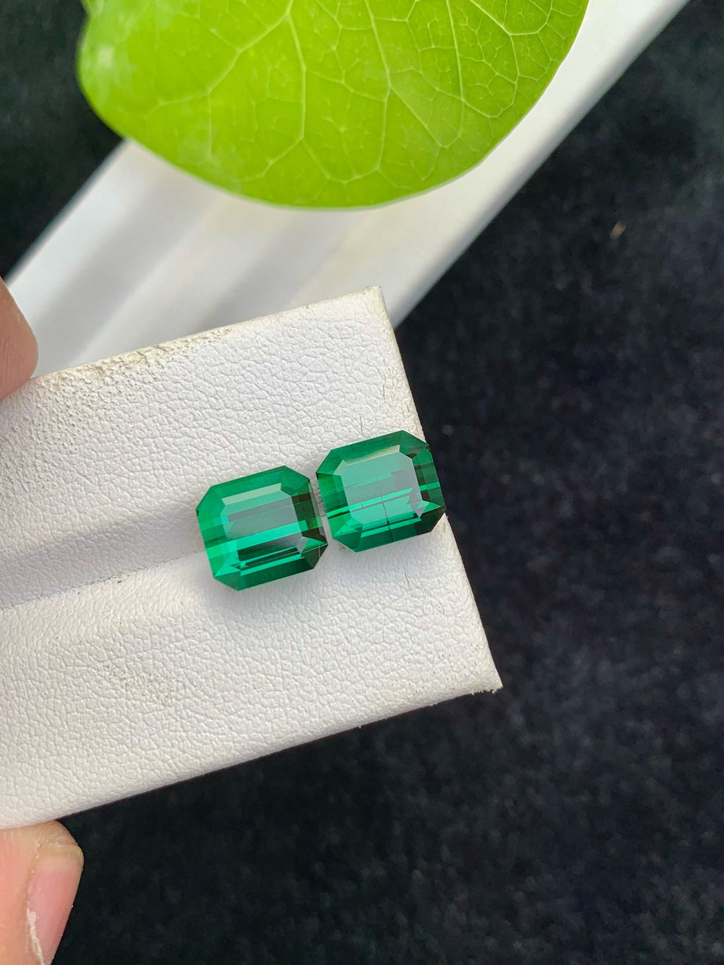 Emerald Cut Forest Green Tourmaline Pair: 8.80 CT Afghanistan Gemstones