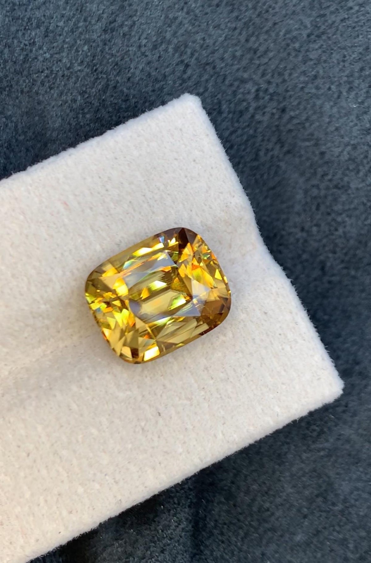 Golden Zircon 10.29ct Cushion Cut Full of Fire from Sri Lanka