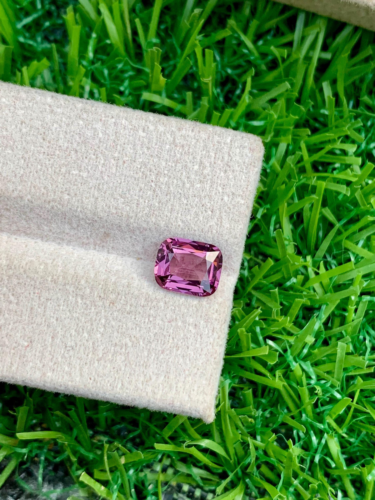 Purplish Pink Spinel Gemstone: 1.40 CT Cushion Cut, Tanzania