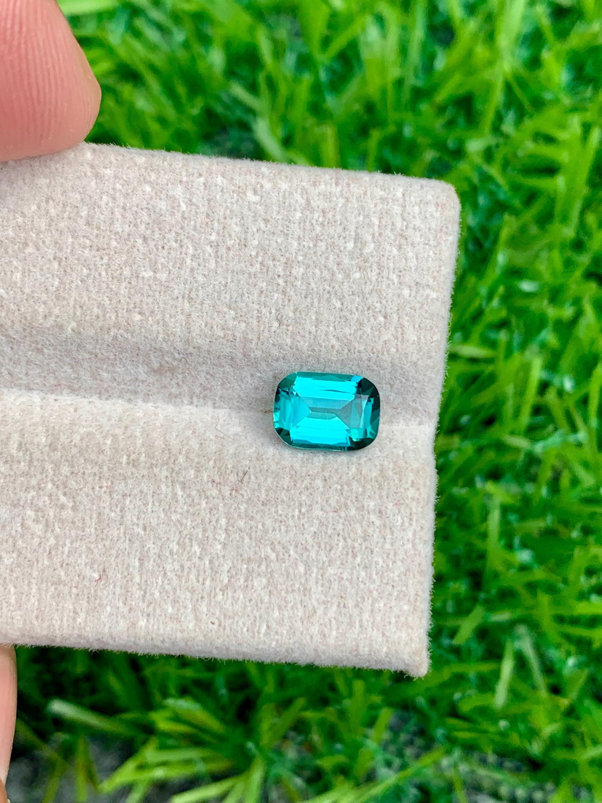 Green Tourmaline Gemstone: 0.90 CT Faceted Cushion Cut, Afghanistan