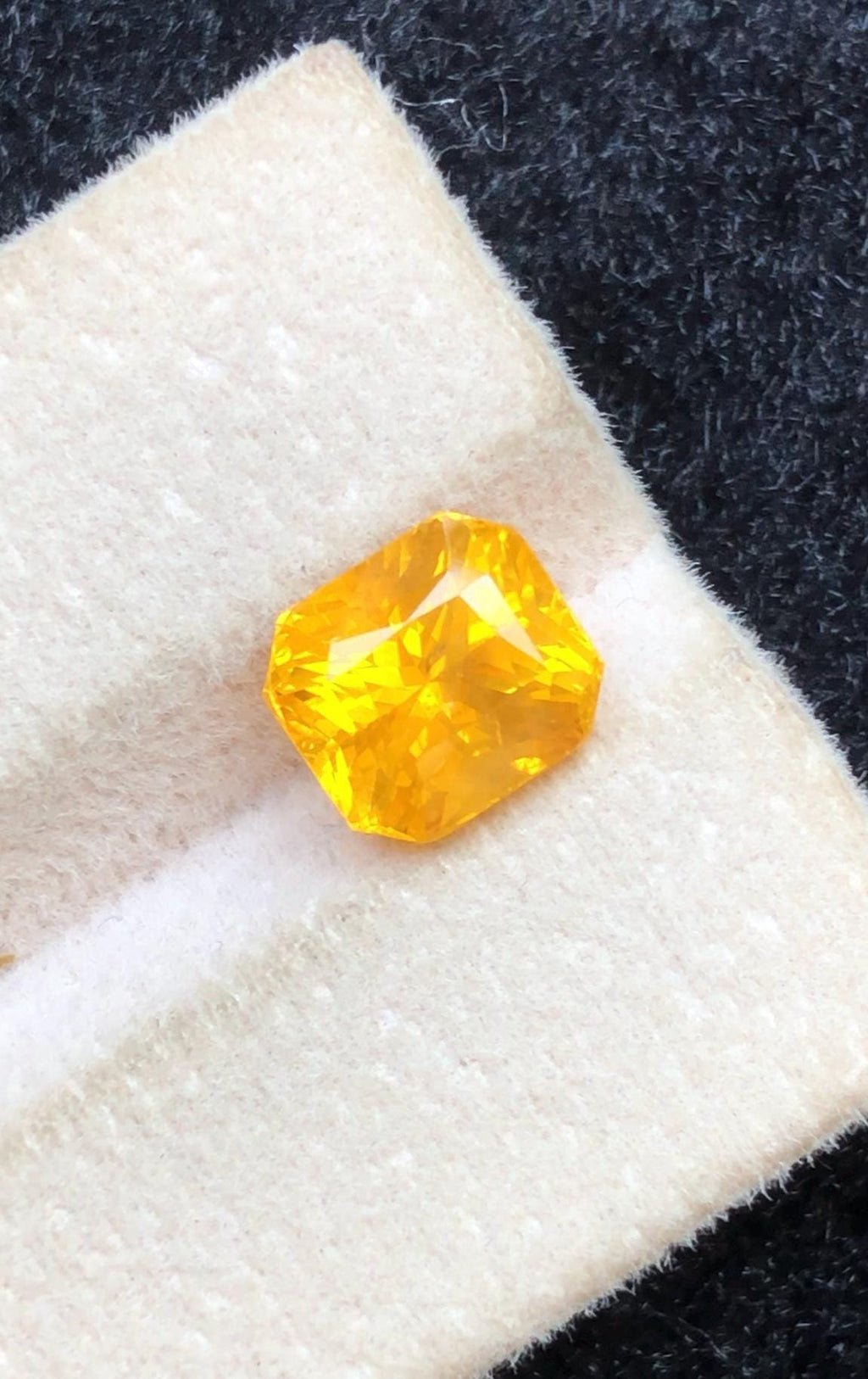 4.05 CT Yellow Sapphire Gemstone: Ascher Cut, Faceted Ring Stone