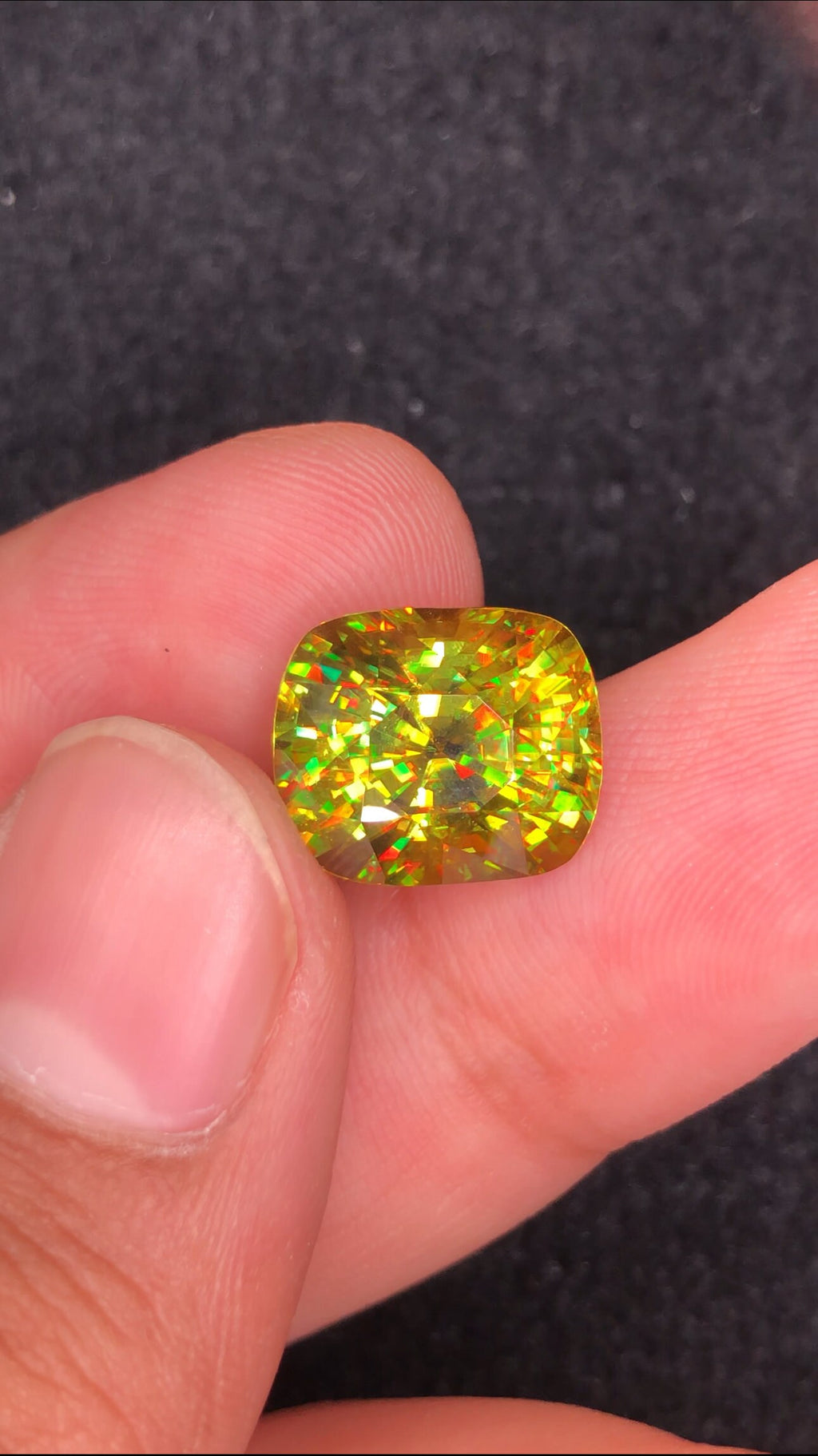 11.80 CT Green Sphene Loose Gemstone: Cushion Cut Titanite, August Birthstone