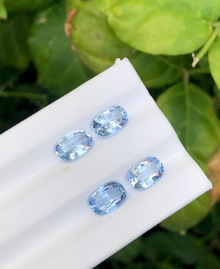 Aquamarine Set 4.50ct Oval Cut Gemstones from Skardu Pakistan – Matching 4-Piece Lot