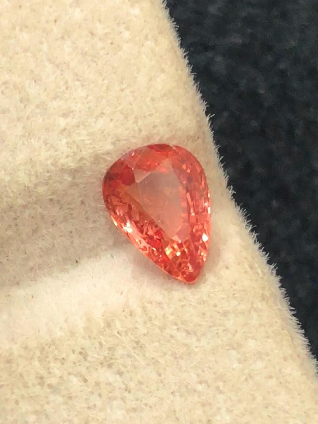 Padparadscha Sapphire 1.07ct Pear Cut – Elegant Peach-Pink Sparkle (GRS Certified)