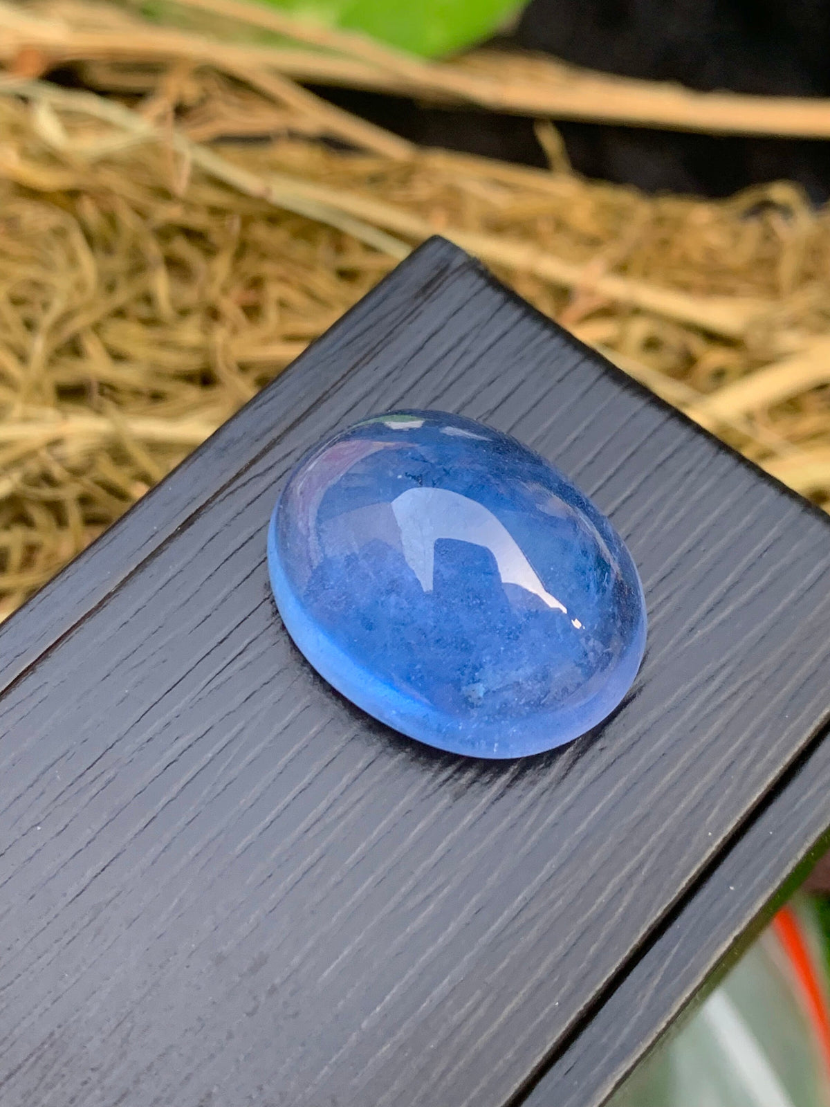 Deep Blue Aquamarine Cabochon: Oval Gemstone, March Birthstone (34.35 Carat)