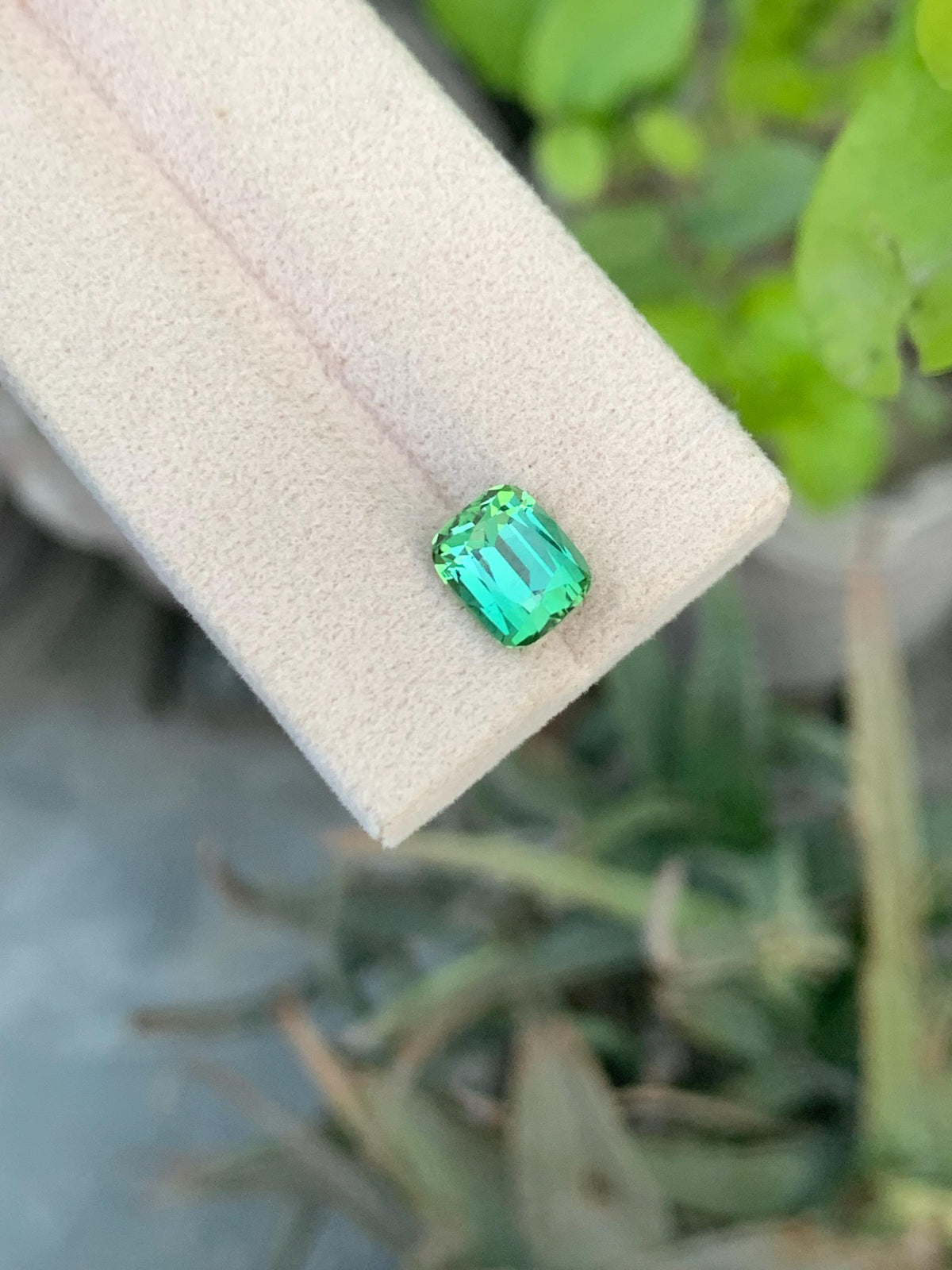 Natural Bluish Green Tourmaline Gemstone: Cushion Cut, 3.40 CT
