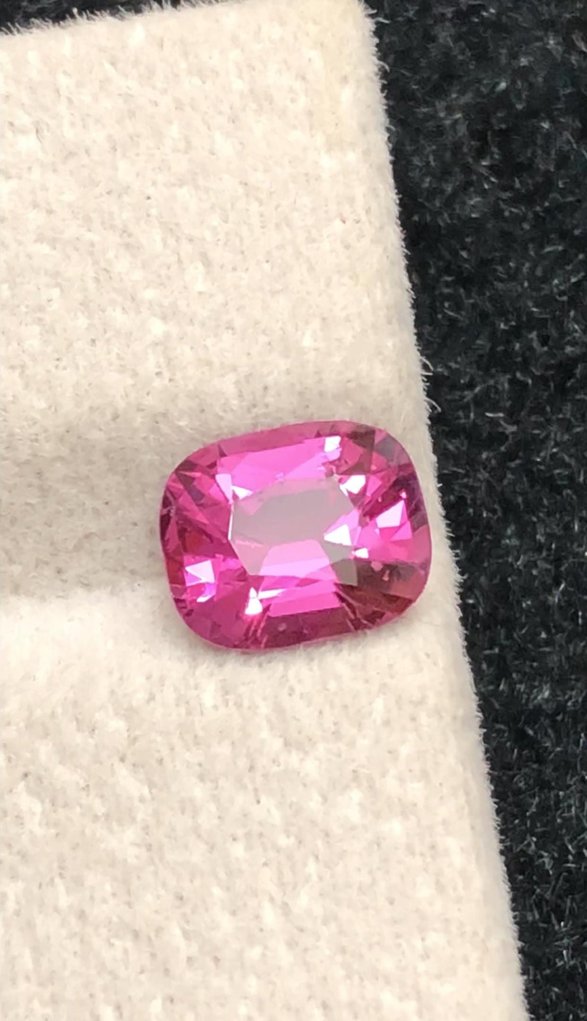Hot Pink Spinel 1.55ct cushion Cut – Vibrant Vivid Pink Gemstone
