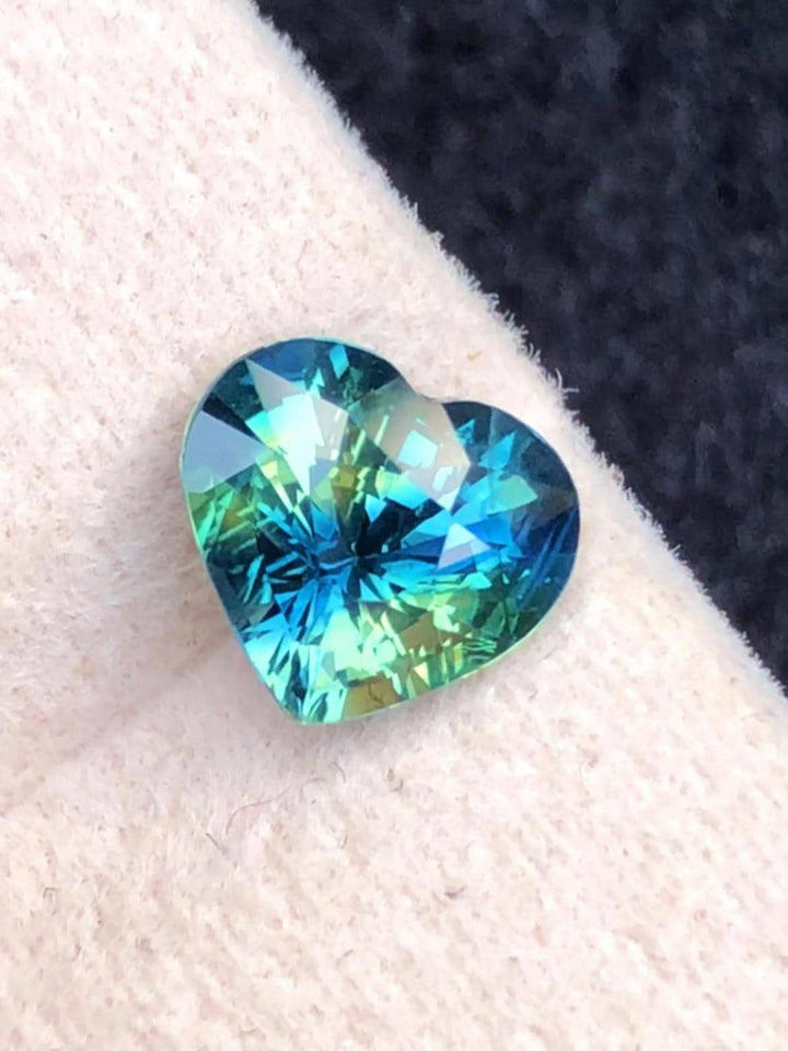 Parti Sapphire 1.56ct Heart Cut Madagascar Certified Bi-Color