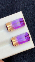 Ametrine 14.65 carat - pixel Cut Bi Color Pair - Brazil