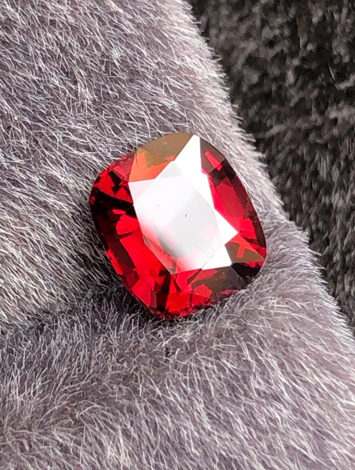 Vivid Red Spinel 1.55ct Step Cushion Cut - Burma Gemstone Loose Stone
