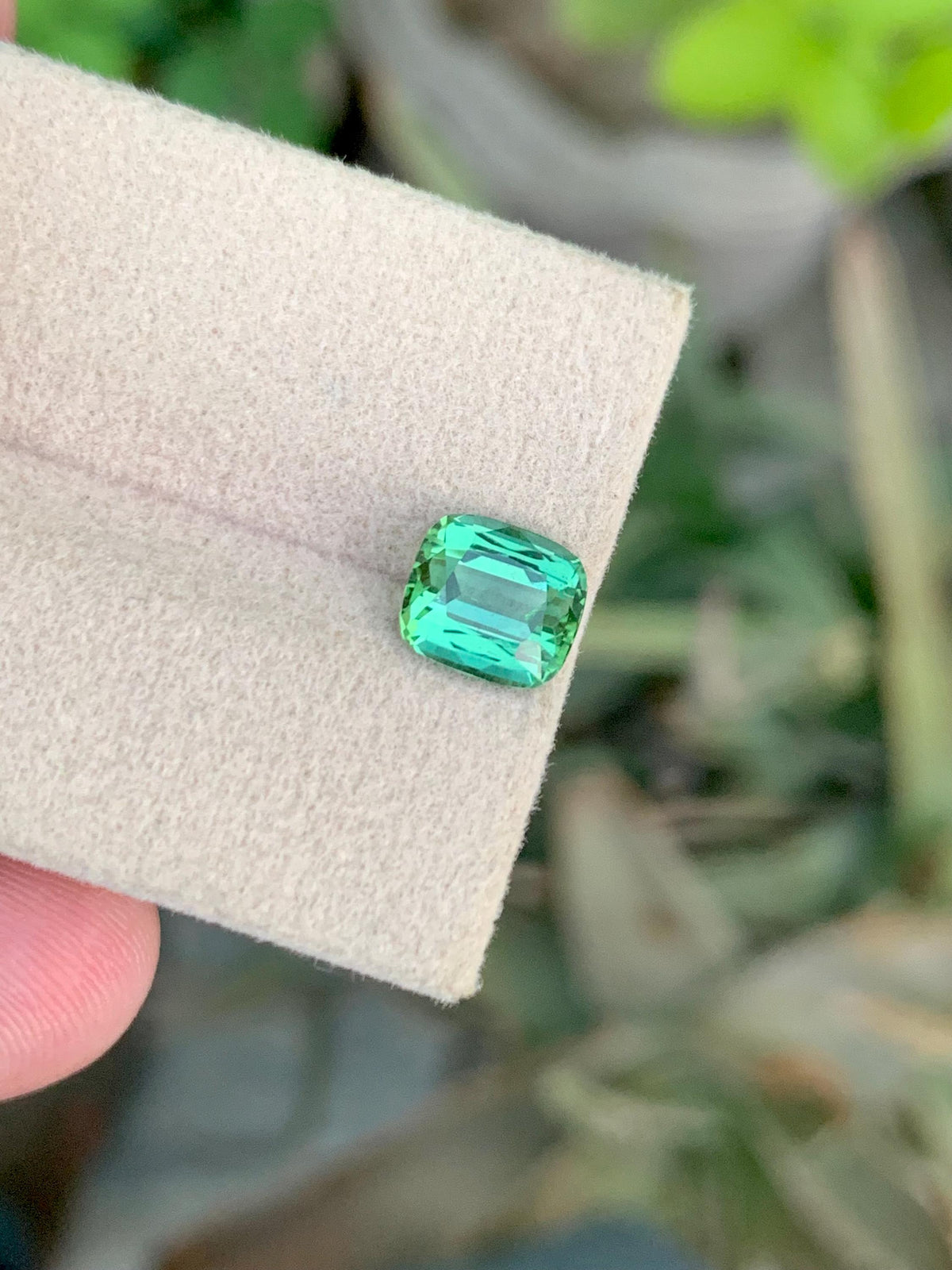 1.90 CT Natural Blue Green Tourmaline Gemstone: Cushion Cut Ring Stone