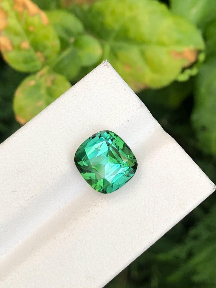 Green Tourmaline 6.60ct Cushion Cut Gemstone with Vibrant Luster