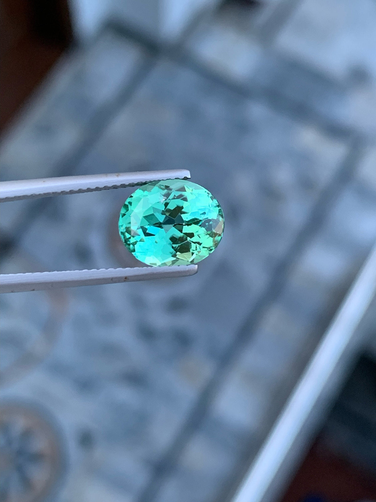 4.15 CT Teal Green Tourmaline Gemstone: Oval Faceted Ring Stone