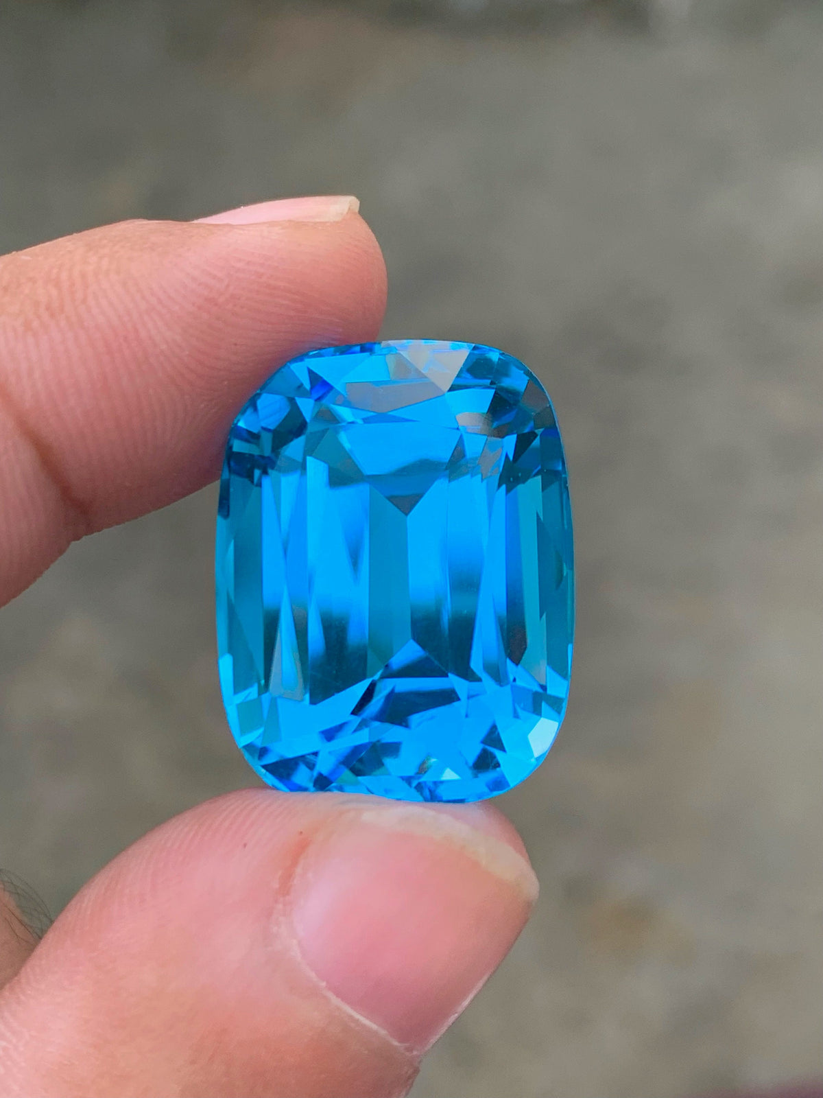 57.25 CT Swiss Blue Topaz Gemstone: Cushion Cut Jewelry Stone