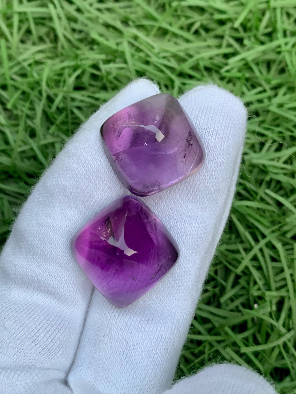Deep Purple Amethyst Sugarloaf Cabochon Pair: 84.20 Carat Gemstone
