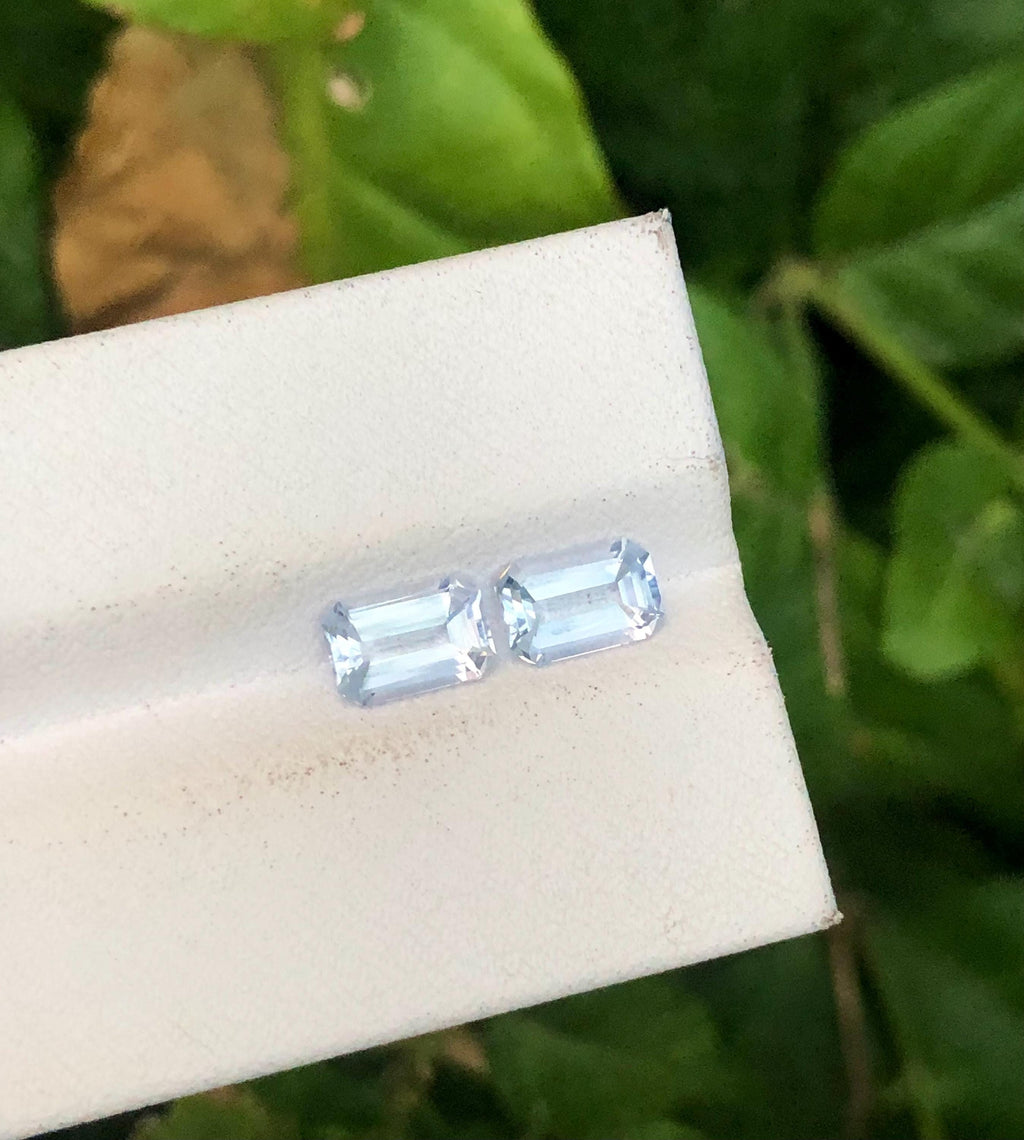 Santa Maria Blue Aquamarine Gemstone Pair: Emerald Cut, 1.75 CT