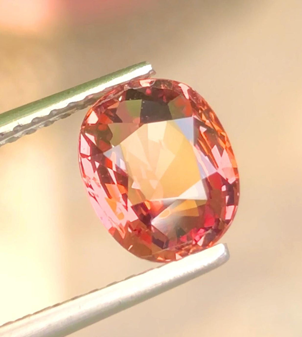 Natural Padparadscha Sapphire 2.07ct Oval Cut – Lively Peach-Pink Glow (GRS Certified)