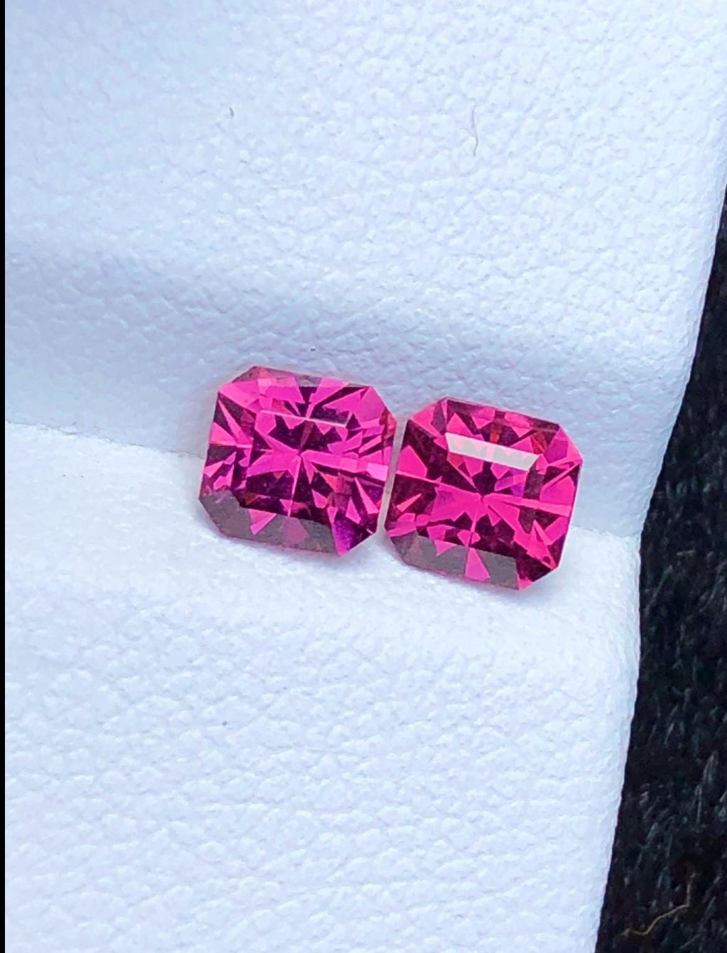 Malaya Garnet 1.55ct Pair Octagonal Radiant Cut Purple Pink Precision Matched Loose Gemstones