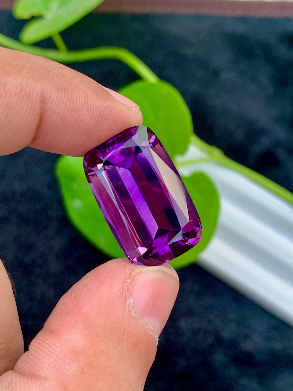 Natural Deep Purple Amethyst Gemstone: 26.00 CTS Cushion Cut, Africa