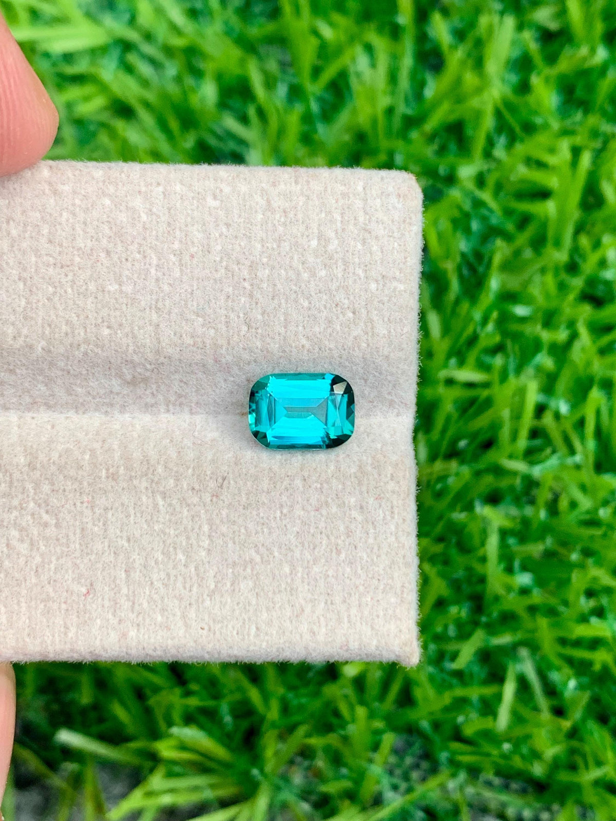 Green Tourmaline Gemstone: 0.90 CT Faceted Cushion Cut, Afghanistan