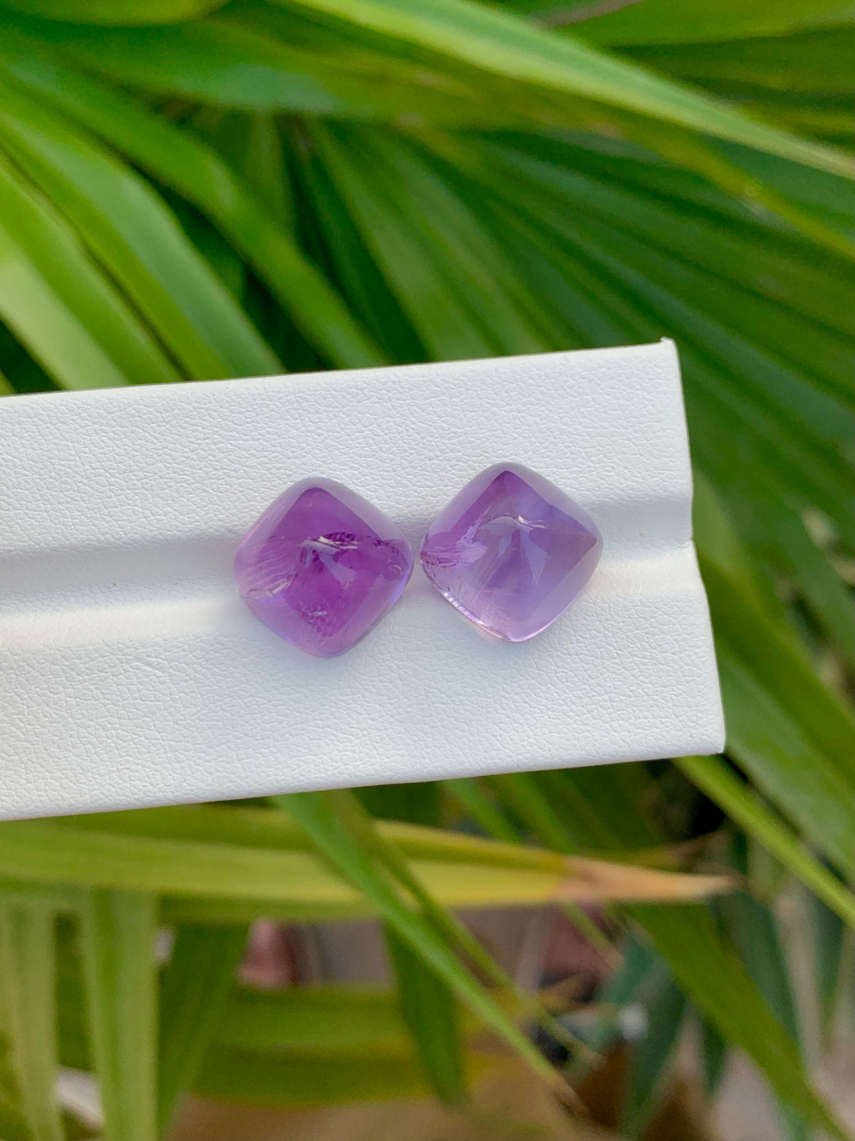 Amethyst Cabochon Pair: Deep Purple Sugarloaf Gemstones, 20.55 Carat