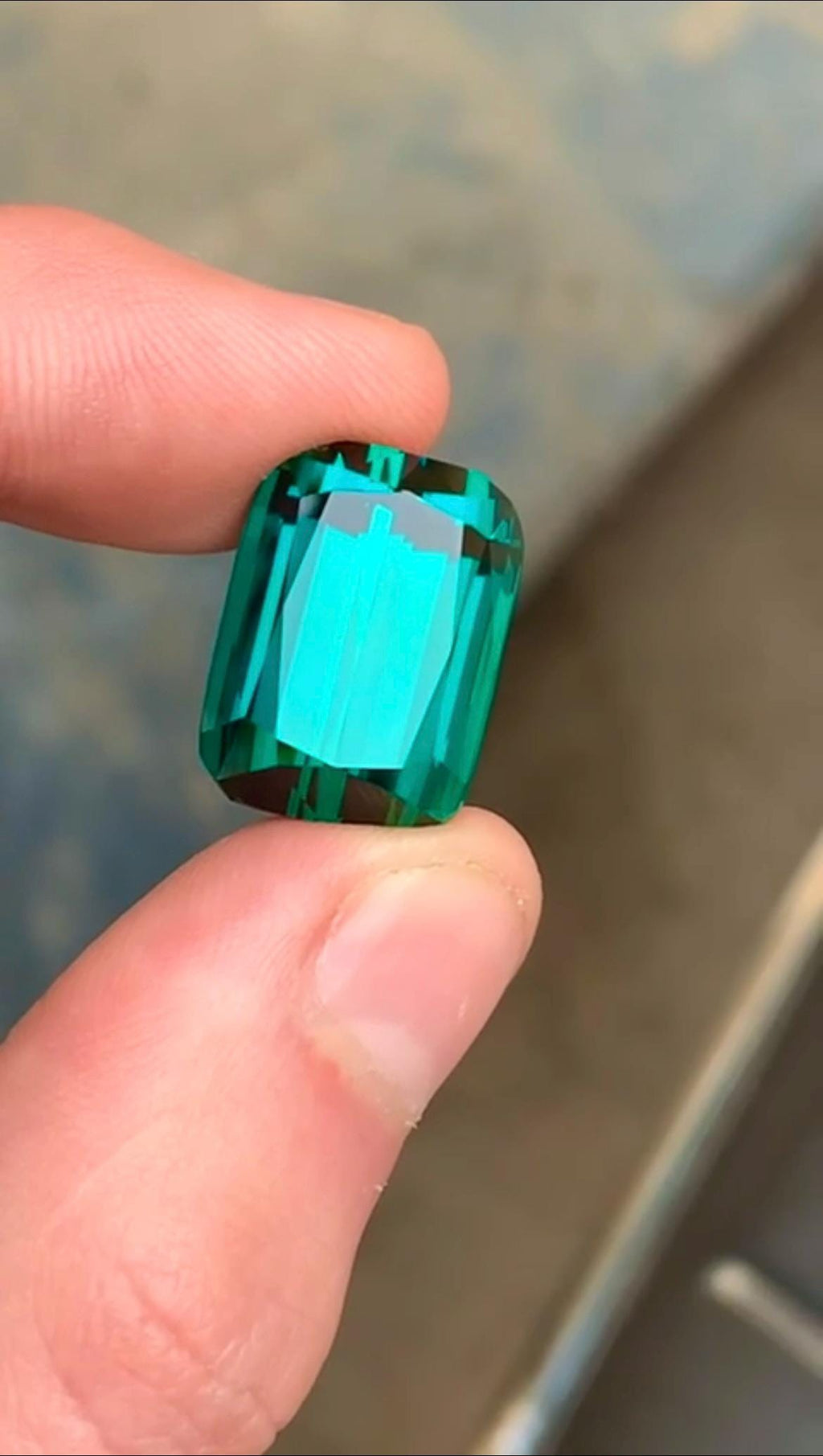 Bluish Green Tourmaline 27 Gemstone in Cushion Cut from Afghanistan