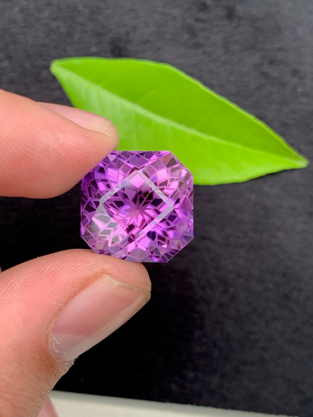 Square Precision Flower Cut Amethyst Loose Gemstone - 31 Carats