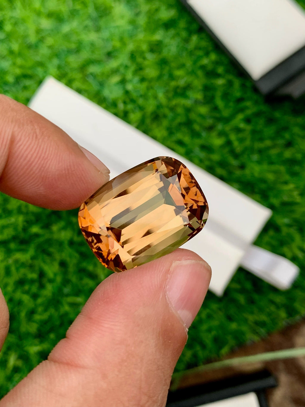 40.85 Carat Champagne Topaz Gemstone: Cushion Cut Natural Stone From Brazil