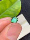 1.5 CT Bluish Green Tourmaline Gemstone: Flawless Cushion Cut