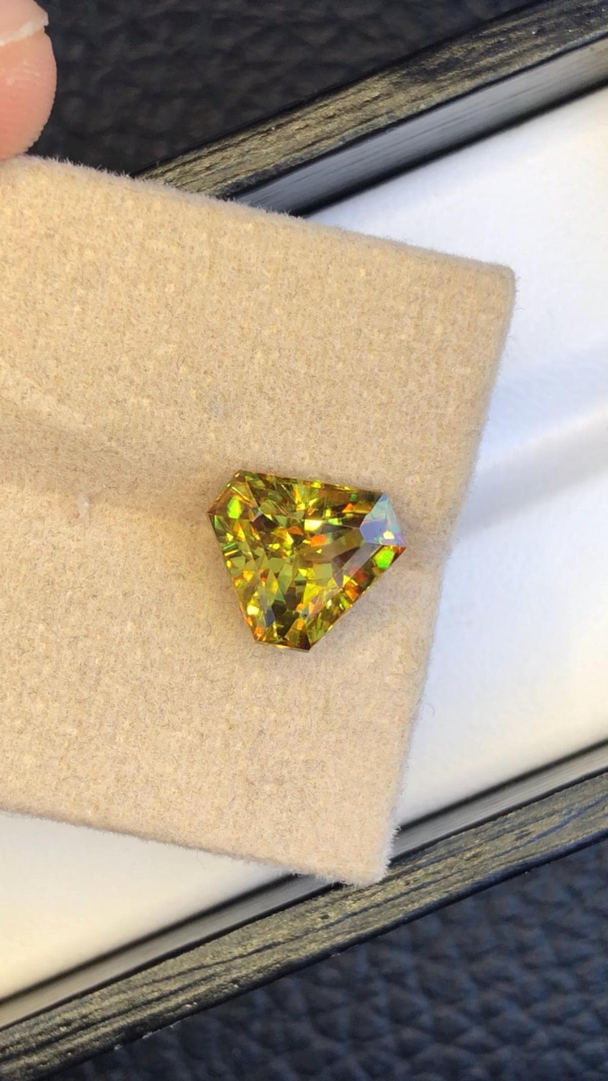 Trillion Cut Sphene Gemstone: 3.10 CT Fire Titanite Stone