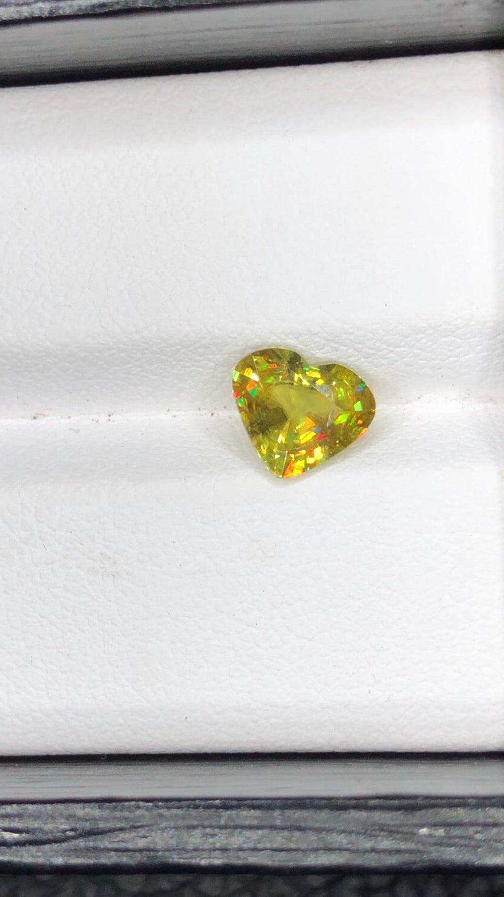 1.40 CT Heart Sphene Titanite Gemstone: Rare Faceted Yellow-Green Loose Gem