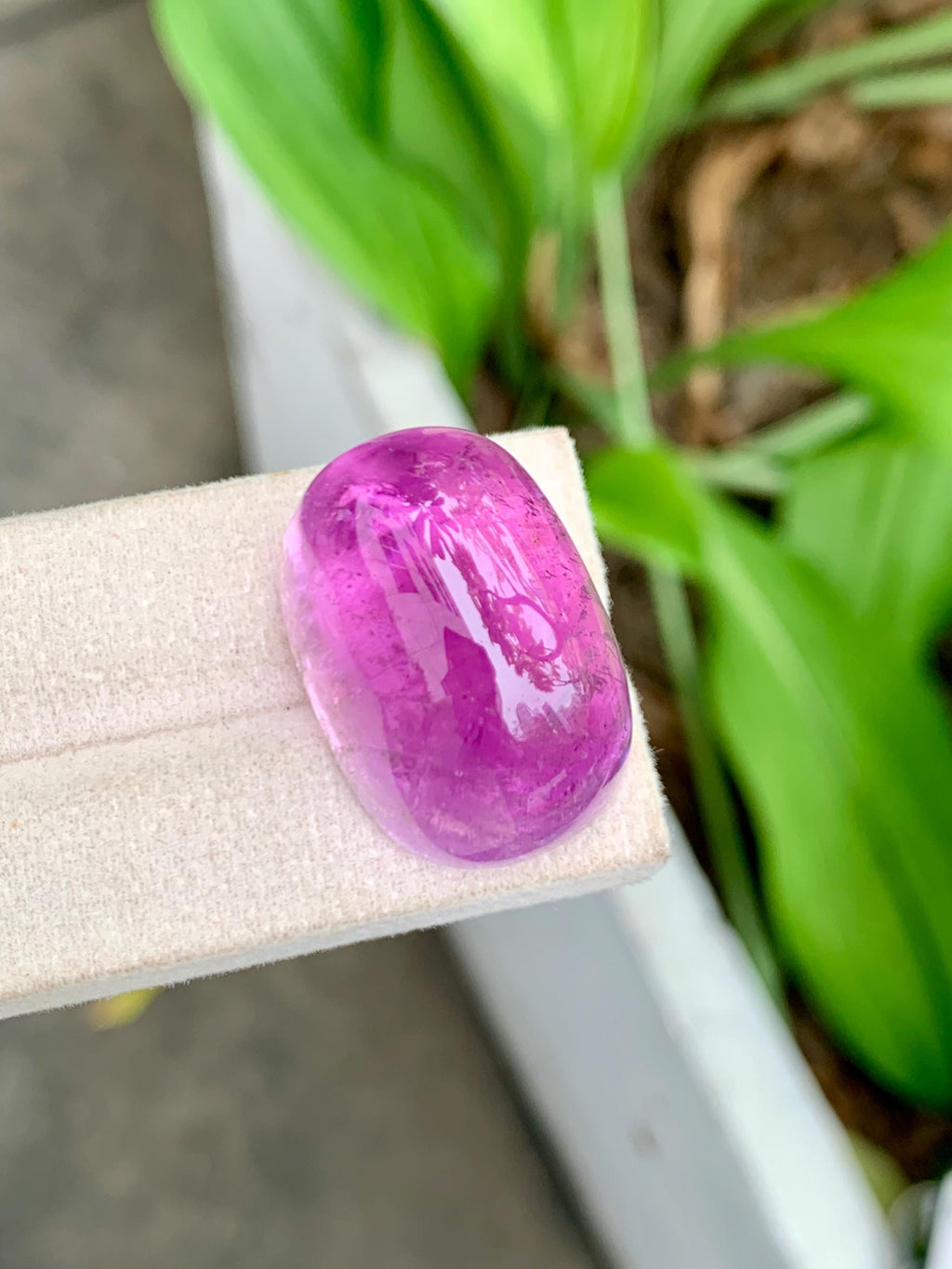 101.95 Carat Natural Deep Pink Kunzite – Large Oval Cabochon, Afghanistan Origin, Collector’s Gemstone
